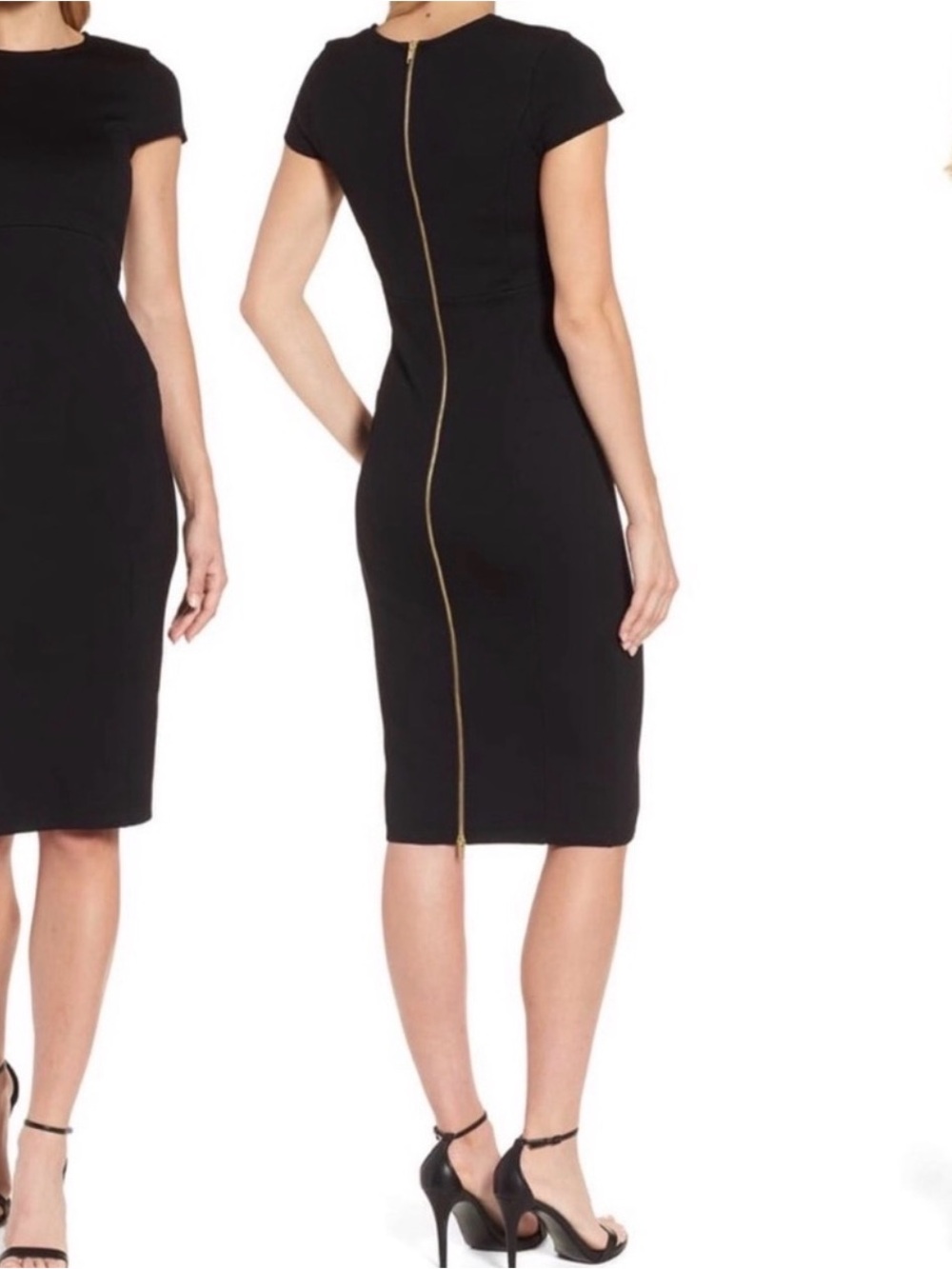 Felicity & Coco Ward Seamed
Pencil Sheath Dress Full Zip Back Medium in Black